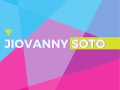 colorful geometric flyer for Jiovanny Soto exhibition