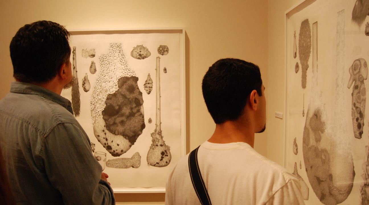 People looking at art
