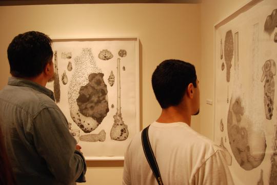 People looking at art